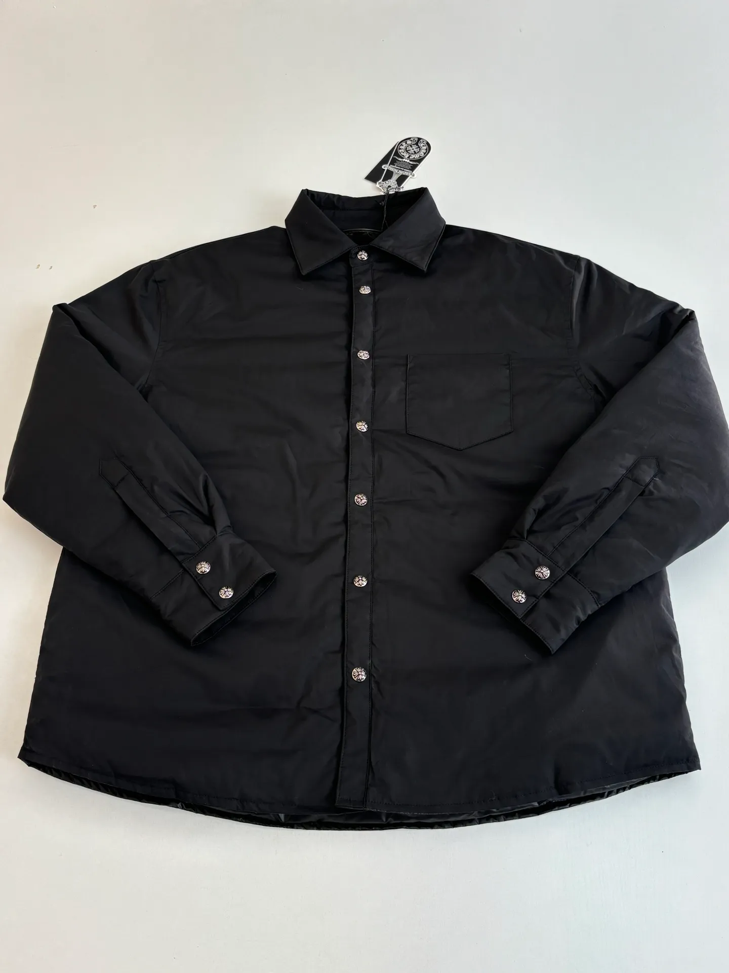 P580 Chrome Heart*/Chrome Heart solid color silver-plated shirt-style cotton jacket Size: S/M/L/XL